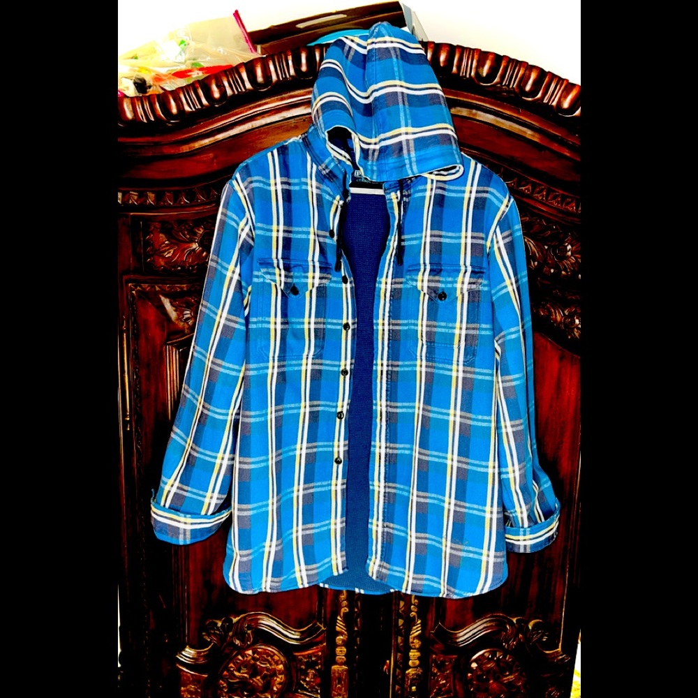 Men’s Vintage Polo Ralph Lauren Blue Plaid Lined Button Up Jacket! Sz XL!